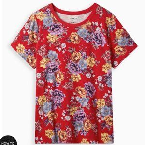 NWT - Torrid VINTAGE TEE - TRIBLEND JERSEY FLORAL RED - Size 1 / 1X / 14-16